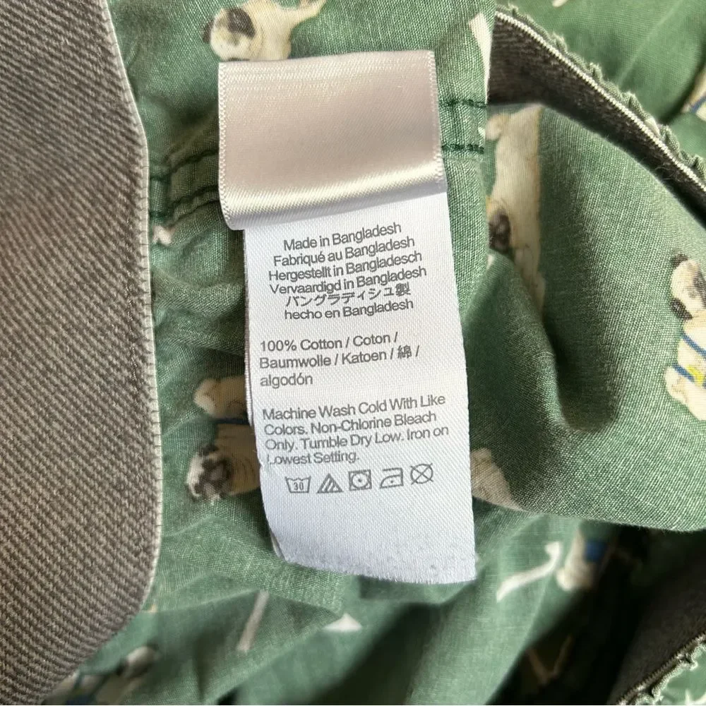 J. Crew Men's Printed Pug Dog Boxers Shorts Green Size XL